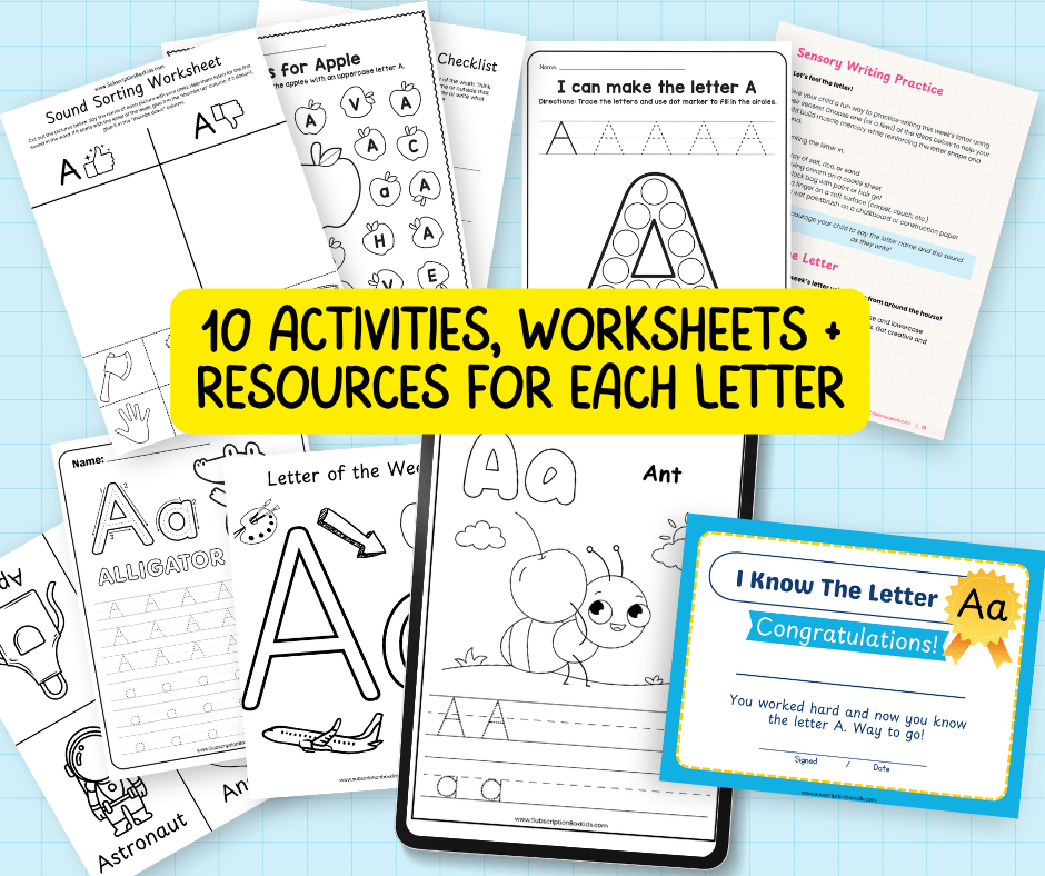 10 activities, worksheets, and resources for each letter of the week