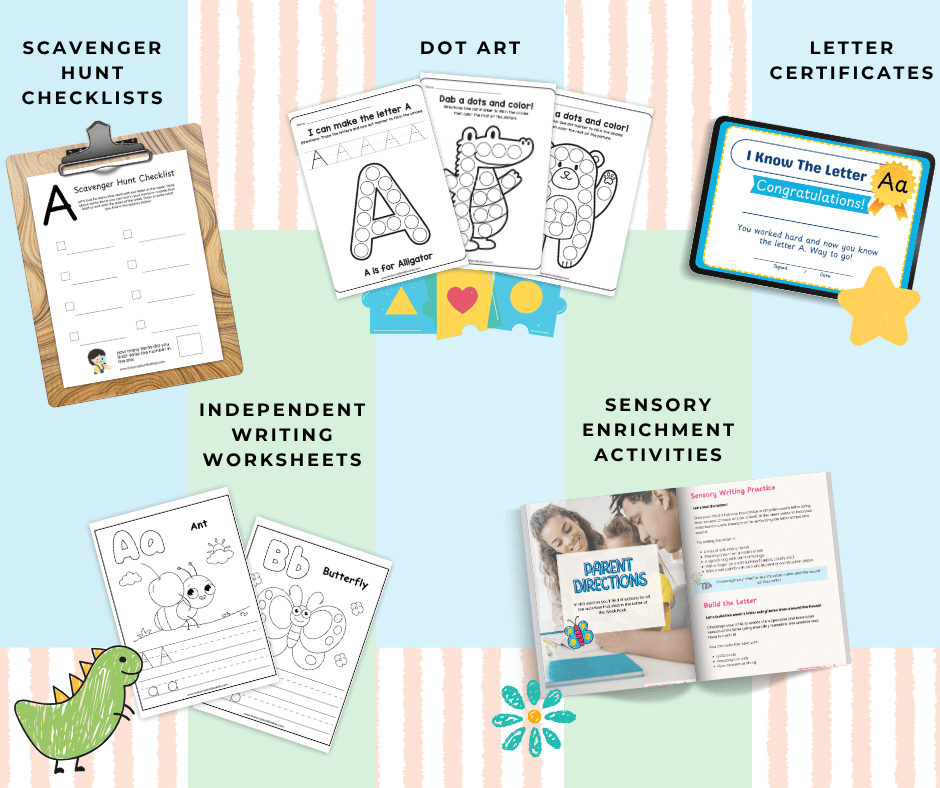 more fun preschool activities included like dot art and sensory enrichment