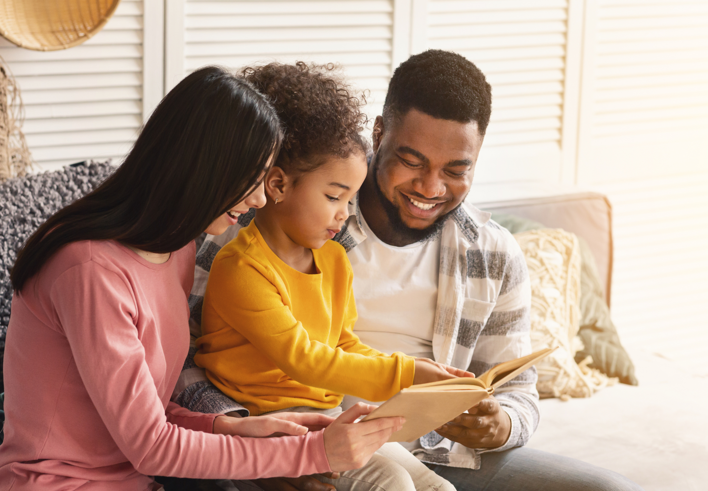 Family enjoying reading together