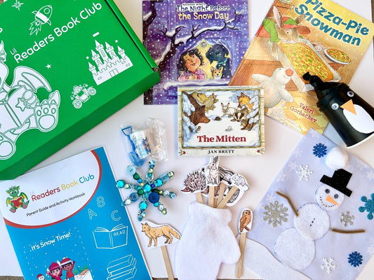 Snowy Fun Box! has snow-themed books and crafts for winter reading from Lil Readers Book Club - Subscription Box Kids